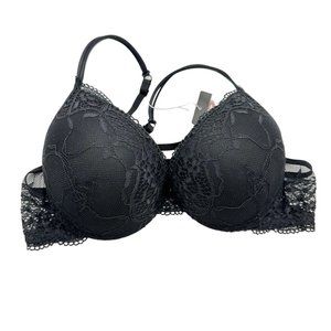 Blue Whale Baby Bra Womens 38B Black Lace Push Up Bra Adjustable Straps